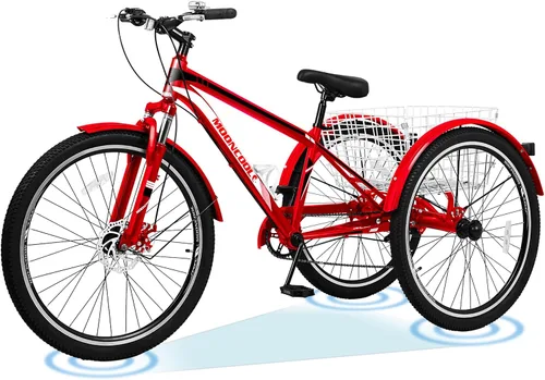 Vista 10 de ABORON Triciclo para adultos, bicicleta de 3 ruedas para adultos, triciclo para adultos, llantas de doble pared, triciclo para mujeres y hombres