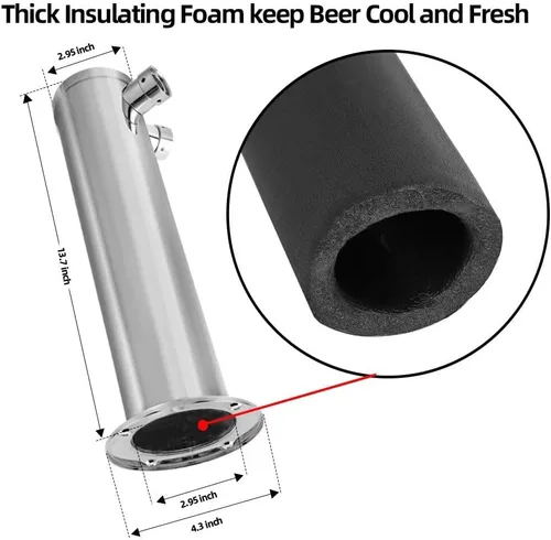 Vista 5 de TMCRAFT Dispensador de torre de cerveza de barril de triple grifo, kit dispensador de torre de cerveza de acero inoxidable pulido con tubo