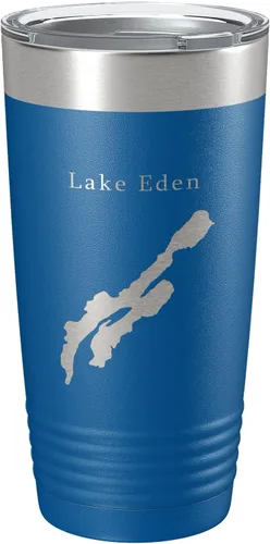 Vista 17 de Lake Eden Map Tumbler Travel Mug Insulated Laser Engraved Coffee Cup Vermont 20 oz Black