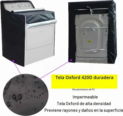 Vista 3 de Ericlin Paquete de 2 fundas para lavadora y secadora, cubierta para lavadora de carga superior, cubierta de protección para secadora de ropa a