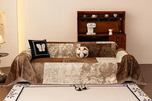 Vista 31 de STACYPIK Funda de sofá bohemia abstracta negra para mascotas, funda estética jacquard floral para sofá modular de 2 cojines para sofá de 2 plazas