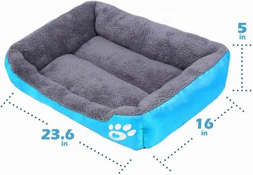 Vista 3 de Barelove Colchón cuadrado grande para perro, almohadillas lavables y impermeables, parte inferior (azul )