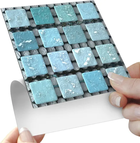 Vista 18 de Alwayspon 25 piezas de transferencias de azulejos de mosaico despegar y pegar para decoración del hogar, 4x4 pulgadas autoadhesivas impermeables