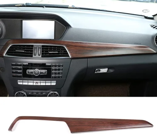 Vista 4 de Panel de cubierta de tablero de consola central de automóvil de grano de pino ABS para Mercedes Benz Clase C W204 2010-2013 Accesorios de conducción