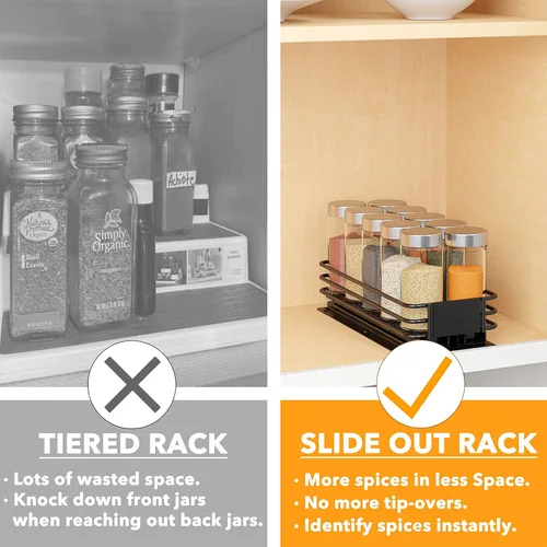 Vista 3 de SpaceAid estante organizador de especias para gabinete, organizador de condimentos deslizante y resistente para armarios de cocina, con 415