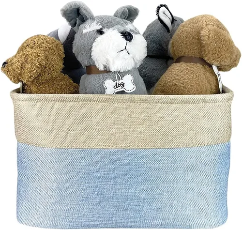 Vista 7 de Cesta de almacenamiento plegable personalizada con lindo borde de perro, plegable y resistente de tela resistente para juguetes de mascotas, cubo