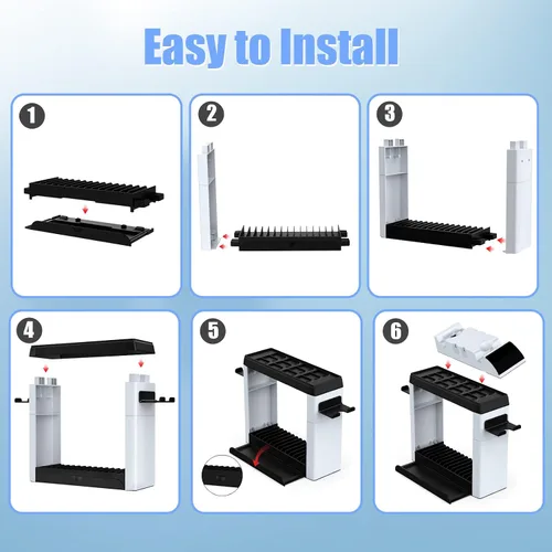 Vista 5 de Soporte organizador de juegos Switch y base de carga para Nintendo Switch & Switch OLED Joy-ConsPro Controller - Kit de accesorios de soporte