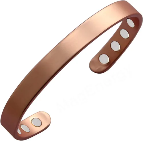 Vista 13 de MagEnergy Pulsera de cobre para hombres y mujeres, 99.9% de cobre puro brazalete magnético con 8 imanes de 3500 Gauss, regalo de joyería ajustable