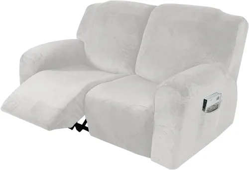 Vista 27 de vctops Fundas reclinables de felpa de terciopelo de lujo, 4 piezas, fundas elásticas y suaves para sofá, protector antideslizante de muebles