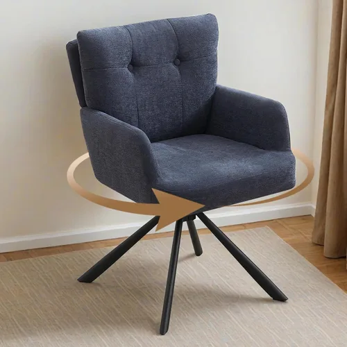 Vista 13 de WUTUTUEE Silla de comedor de piel sintética, moderna, cómoda, giratoria, silla de comedor tapizada con respaldo medio, silla de escritorio sin