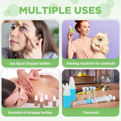 Vista 6 de Uiifan 12 botellas de plástico con cuentagotas de 0.3 fl oz, botella vacía con gotero para ojos, pequeños recipientes de líquido exprimibles