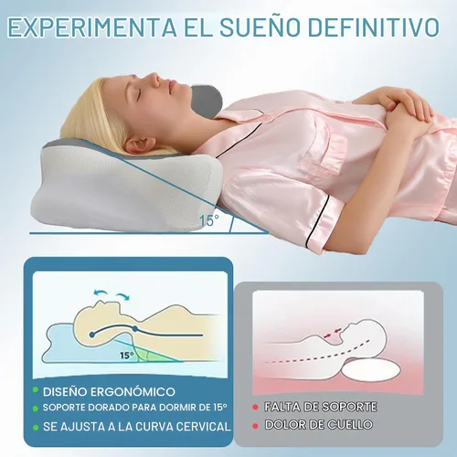 Vista 5 de DWCN Almohada cervical para aliviar el dolor de cuello y hombros, gel refrescante, soporte de espuma viscoelástica para dormir de lado, espalda Gris