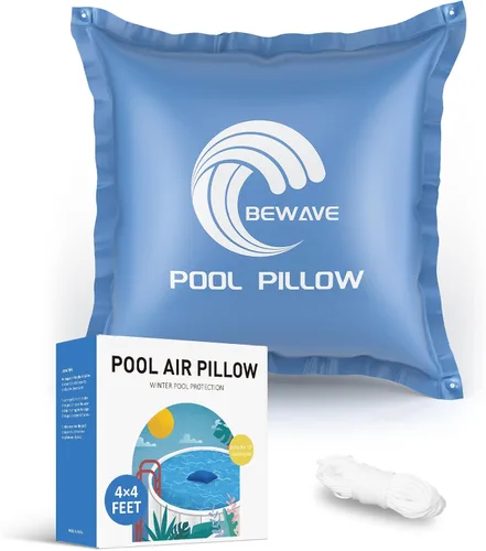 Vista 8 de BEWAVE Almohada de piscina, almohada de aire de invierno para cubiertas de piscina de invierno sobre el suelo, 4 x 4 pies