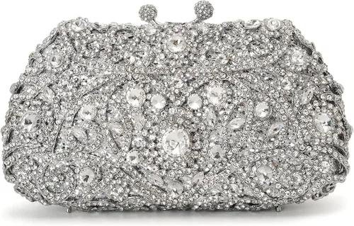 Vista 8 de MOSSMON Bolso formal de la boda de la noche del embrague del cristal del Rhinestone para Negro