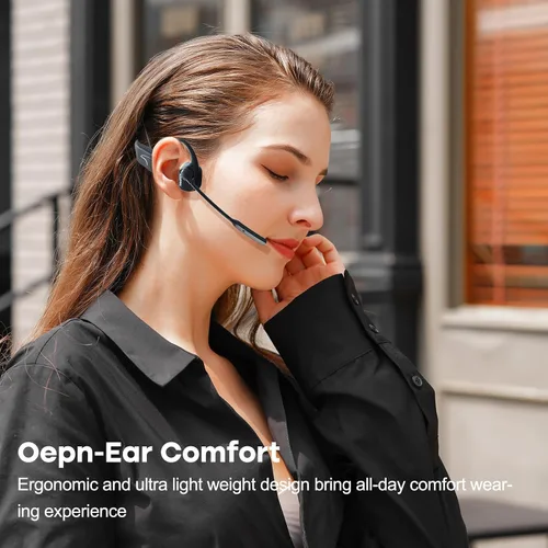 Vista 8 de MAIRDI Auriculares de conducción ósea abierta Bluetooth con micrófono con cancelación de ruido, auriculares Bluetooth inalámbricos con micrófono