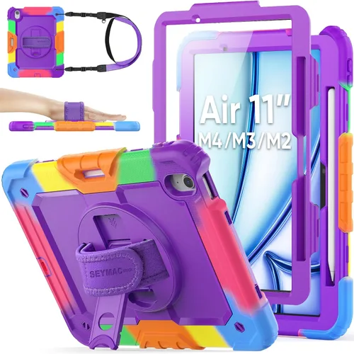 Vista 24 de SEYMAC stock Funda protectora para iPad Air de 11 pulgadas M3 2025/M2 2024 (Air 7ª/6ª generación), funda resistente con protector de pantalla