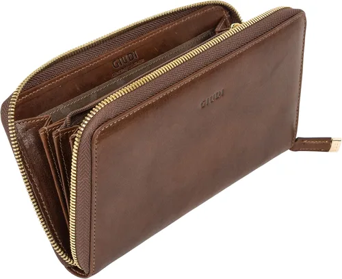 Vista 6 de Giudi Elegante cartera para mujer Hecho en Italia Cuero auténtico Gran capacidad Bolso para mujer para tarjeta y dinero Organizador delgado
