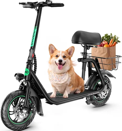Vista 9 de Gyroor Electric Scooter with Seat for Adults C1 450W Motor 20 Miles Negro clásico