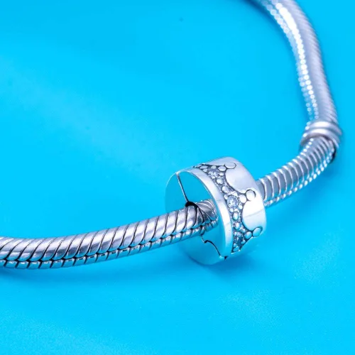 Vista 3 de Abalorio de plata de ley 925 original con cierre de clip para pulseras clip de corona