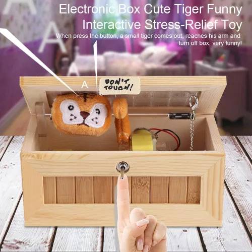 Vista 5 de Cryfokt Dont Touch - Caja de madera electrónica USB para ahorrar dinero, divertida e interactiva, juguete para aliviar el estrés, decoración