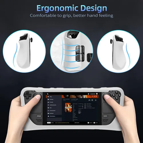 Vista 5 de OFFCURVE Case for Steam Deck, Silicone Cover Case with Screen Protector & 2 Pairs Thumb Grips for Vavle Steam Deck Skin Shock-Absorption, Non-Slip