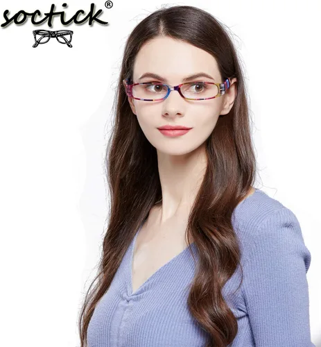 Vista 4 de Gafas de lectura, 4 pares de lentes de lectura de moda para mujer, bisagra de resorte con estampado estampado, lentes multicolor para mujer, +1.25
