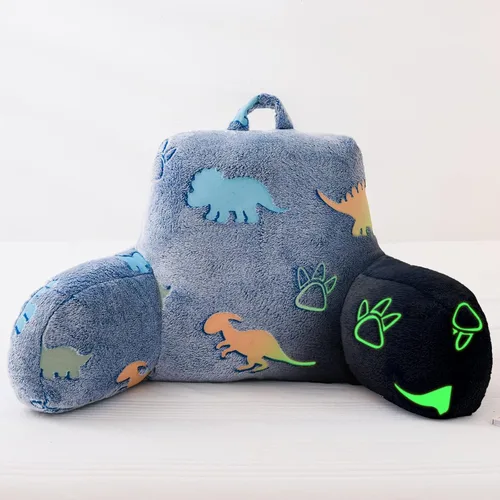 Vista 12 de Aimuan - Almohada de lectura que brilla en la oscuridad, almohada de descanso para la cama en forma de cuña para niños, almohada de respaldo que