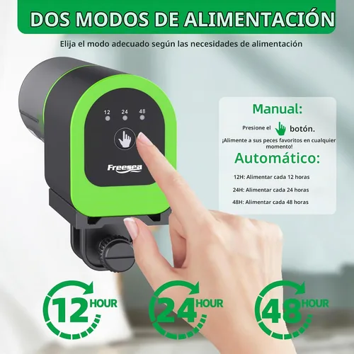 Vista 4 de FREESEA Alimentador Automático de Peces para Acuario: Pequeño Dispensador Automático de Comida para Peces de Vacaciones Recargable por USB