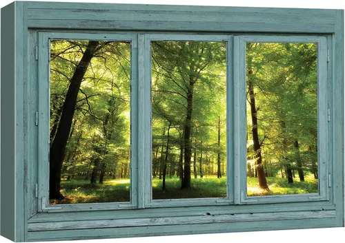 Vista 9 de Cuadro decorativo con diseño de ventana moderna blanca con vista, de la marca Wall26®