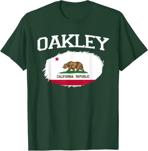 Vista 93 de OAKLEY CA CALIFORNIA Flag Vintage USA Sports Hombre Mujer Camiseta, Negro