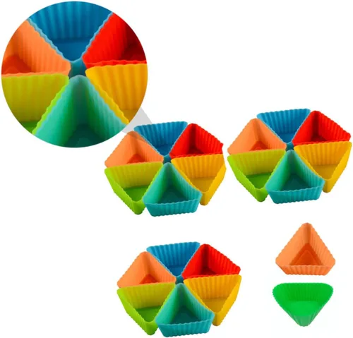 Vista 3 de Moldes de silicona para magdalenas triangulares, mini velas de silicona para tartas, molde para tartas de chocolate, tazas de papel, molde