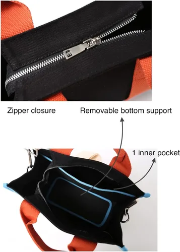 Vista 4 de Jeelow Bolso de lona para el hombro bolso cruzado para hombres y mujeres con cremallera y bolsillos