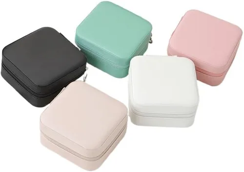 Vista 4 de joyero Caja De Almacenamiento De Cuero Para Pendientes, Organizador De Joyas, Estuche De Joyería De Viaje, Tamaño Pequeño, Venta Al Por Mayor joyas