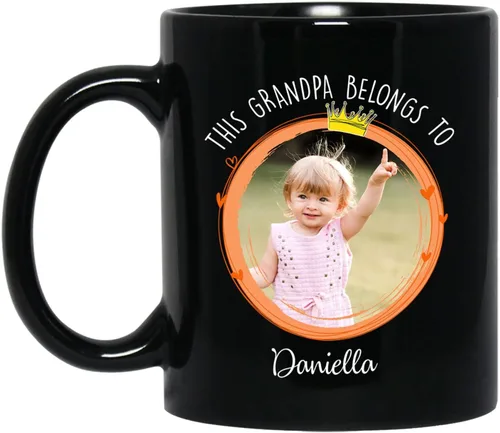 Vista 8 de Taza de café con marco de fotos para nietos con nombre personalizado, regalo para papá abuelo de nieto, nieta, abuelo I Love You, taza de té