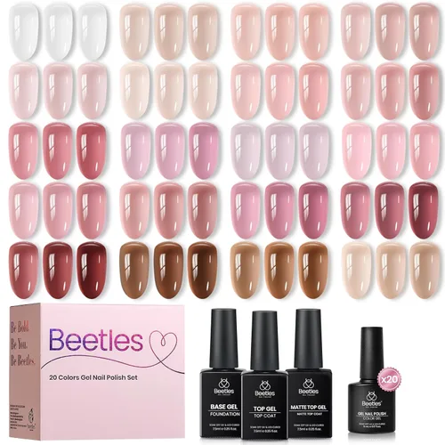 Vista 26 de Beetles - Kit de 69 esmaltes de uñas de gel con luz UV – Kit de esmalte de uñas de gel de 35 colores con base y capa superior brillante