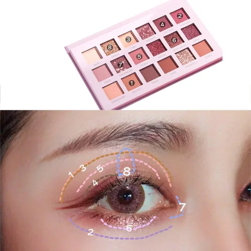Vista 7 de Paleta de sombra de ojos de la belleza de 18 colores, polvo liso pigmentado encantador del maquillaje del ojo