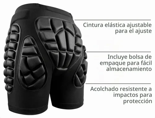 Vista 4 de Soared 3D Protección para la Cadera y el Trasero con Acolchado de EVA, Pantalones Cortos de Equipo Protector, Almohadilla de Impacto para Esquí