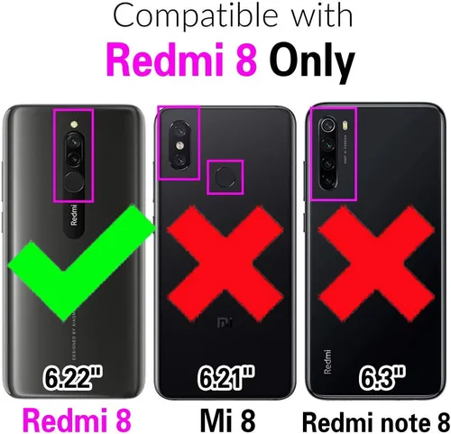 Vista 2 de Asuwish Funda de teléfono para Xiaomi Redmi 8A Redme 8 con protector de pantalla de vidrio templado y soporte delgado híbrido resistente resistente