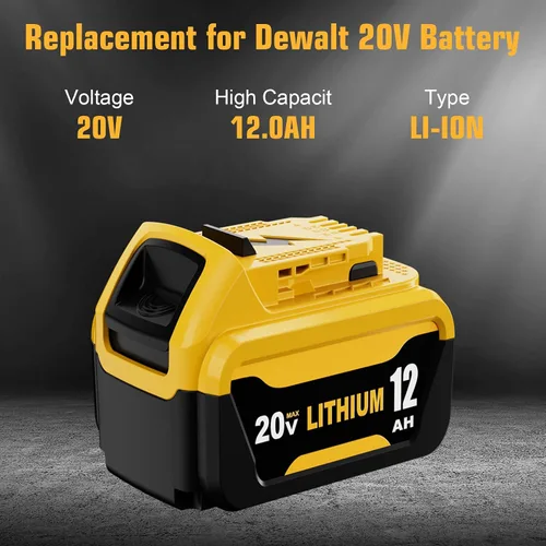 Vista 2 de Reemplazo de batería de 20 voltios y 12.0 Ah para batería Dewalt