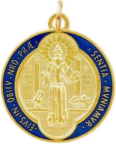 Vista 2 de Medalla de oro esmaltado de San Benito de 1 pulgada - 24paquete, talla 8, Zinc, Sin gemas.