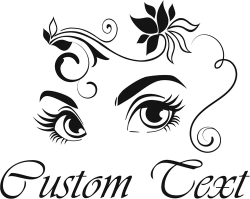 Vista 14 de Calcomanía de pared con hermoso estilo y cejas para salón de belleza con personalización de texto, ideal para decoración de dormitorio de mujer