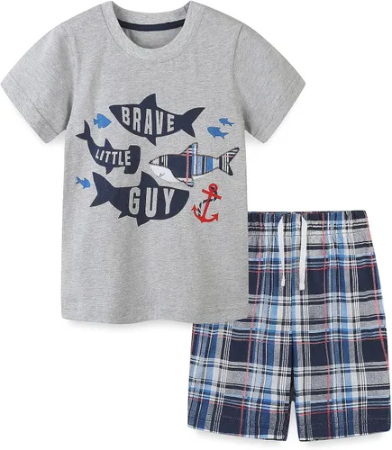 Vista 22 de Conjunto de camiseta de manga corta y pantalón corto de algodón para niño pequeño