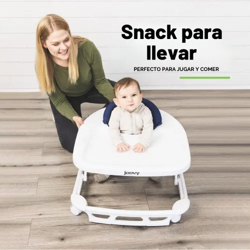 Vista 7 de Joovy Spoon Baby Walker & Activity Center, Extra-Large Tray, Blueberry Azul (Arándano)