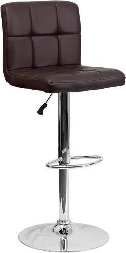 Vista 12 de Flash Furniture Kathleen - Taburete de bar contemporáneo de vinilo acolchado negro con altura ajustable con base cromada