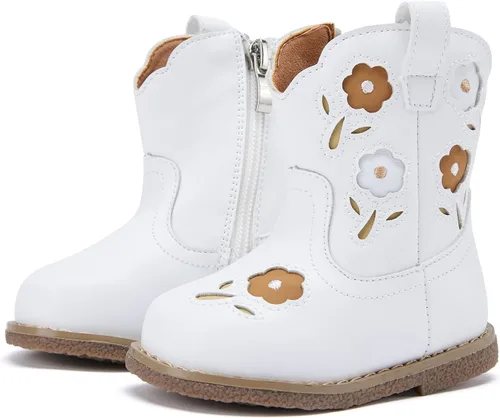 Vista 16 de BMCiTYBM Botas de bebé vaqueras para niño y niña, botas vaqueras occidentales para bebé, botas de vaquero para bebé con punta redonda, botas