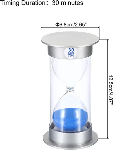 Vista 2 de PATIKIL Temporizador de arena de 30 minutos, reloj de arena con cubierta de plástico, vidrio de arena para juegos, cocina, recuerdos de fiesta, Azul