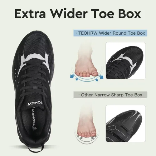 Vista 2 de TEOHRW Zapatos deportivos de ancho extra ancho para hombre, zapatos cómodos para caminar, alivian el dolor de pies, puntera ancha con soporte de arco