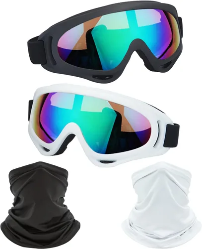 Vista 25 de LJDJ Motorcycle Goggles 2 Pack Dirt Bike with Neck Breathable Bandana Mask