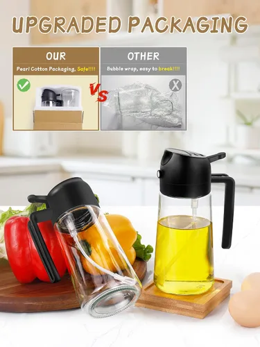 Vista 6 de Utensilios de cocina pulverizador de aceite para cocinar, 2 piezas, dispensador de aceite para cocina, dispensador de aceite 2 en 1 y rociador