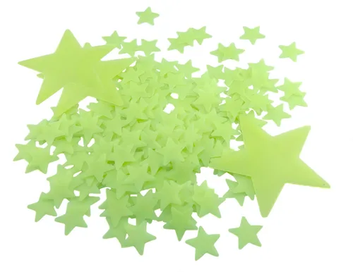 Vista 10 de 204 calcomanías de pared de plástico noctilucente fluorescente de 1.2 pulgadas que brillan en la oscuridad, para el hogar, techo, pared, dormitorio
